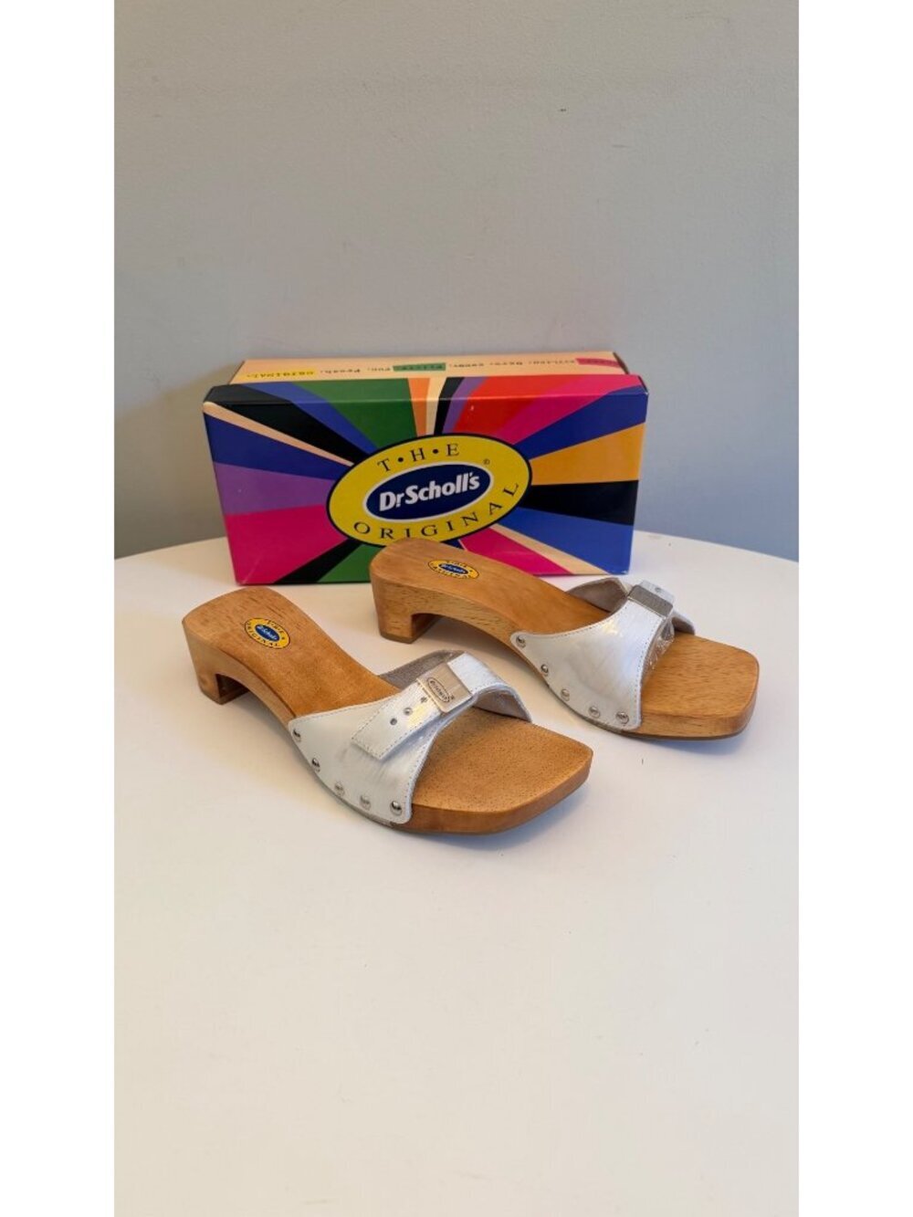Dr Scholls Women Size 8 M Exercise Clog Sandal White Smooth Leather Slide New